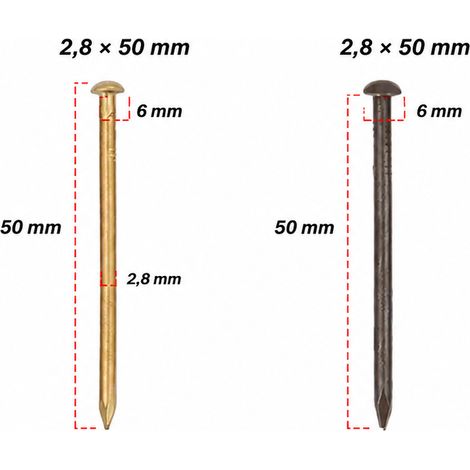 Clous décoratifs en laiton à tête ronde 2,8 × 50 mm bronze antique, 20 pièces 2.8 50mm 20 bronze 5 × 5 × 0,28 cm 55 g – Livraison gratuite
