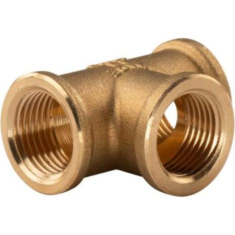 Messing Gewinde-Fitting T-Stück 1/2"IG - 1/2"IG - 1/2"IG (DN 15) - schwere Ausführung