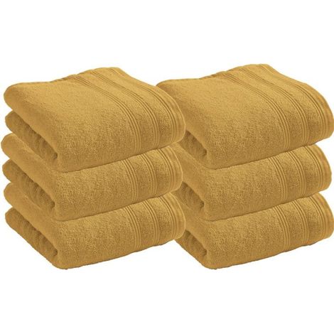 Serviette de toilette - COTON PUR - Spa - Lot de 6 - 50 x 100 cm - 400 g/m² - Jaune Maïs (1/5)