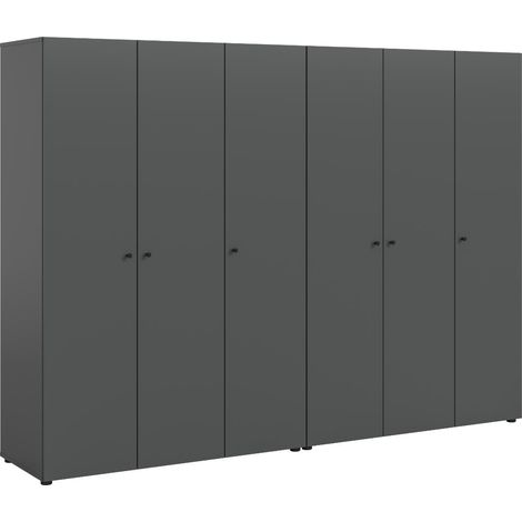 Darwin Kleiderschrank 6 Türen Anthrazit.