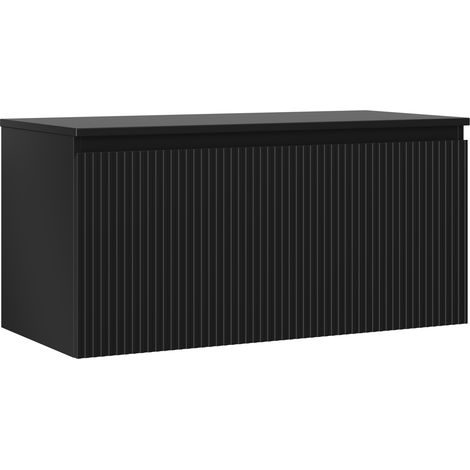Mexen Rivel Badezimmerschrank für Waschbecken 100 cm mit Arbeitsplatte, 1 Schublade, geriffelt, schwarz matt - 91A20-10047-1-BF (1/5)