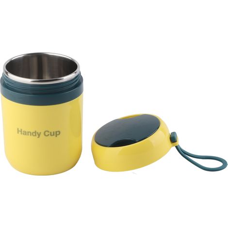Contenants Isothermes pour Soupe 500ml, Anti-Brulure et Réchauffables, avec Cuillère Pliable pour Bureau ou École, Couleurs Jaune et Bleu (1/5)
