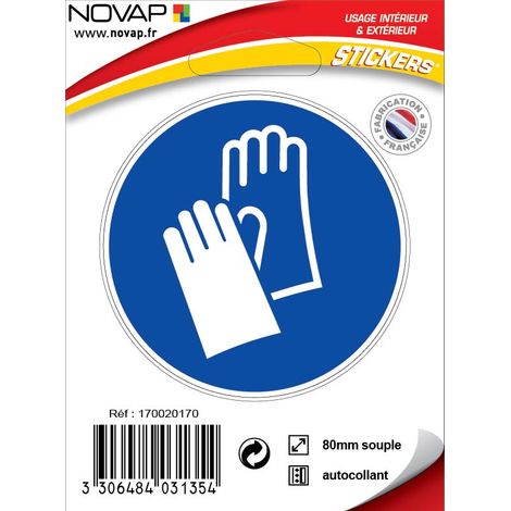 Panneau Obligation porter des gants - Vinyle adhésif Ø80mm - 4031354