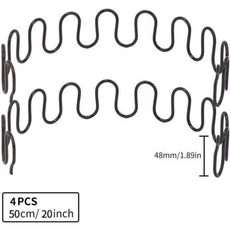 QORVA-Ressorts de rechange pour canapé 4 pièces 50,8 cm avec 16 clips en S, 4,0 fils de diamètre Kit de réparation de ressorts de canapé pour siège de décoration intérieure de meubles (1/2)