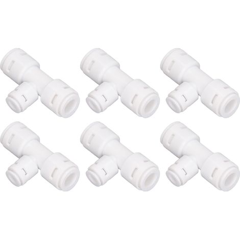 Lot de 10 raccords de tuyauterie en T à 3 voies, 1/4 po et 3/8 po, connecteurs de tubes en PP de qualité alimentaire pour purificateur d'eau (1/5)
