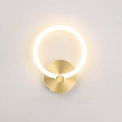 Applique murale d'intérieur moderne en or, applique murale LED ronde nordique pour le soin des yeux, lampe de chevet élégante avec abat-jour en acrylique, blanc chaud pour chambre et restaurant.