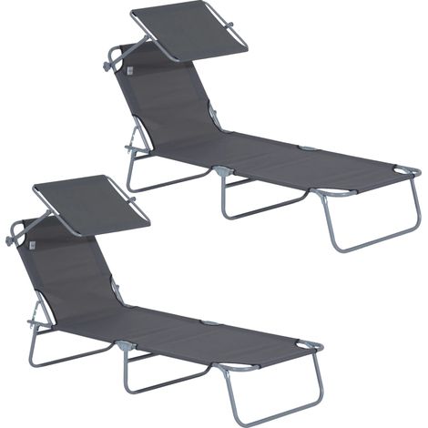Tumbona, asiento acolchado, diseño plegable, 2 piezas (1/2)