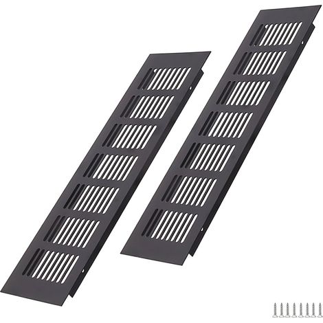 Lüftungsgitter – 2er-Pack – Aluminium – 300 x 80 mm – Schwarz – Für Schränke und Türen (1/5)