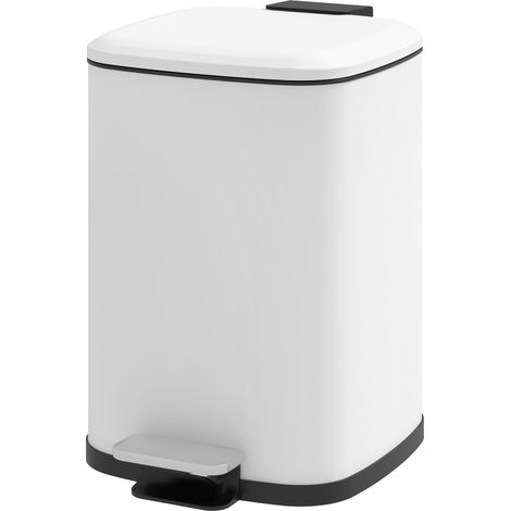 HOMCOM Bidone Immondizia da 12L in Metallo e PP 24.5x32x34.5 cm Bianco