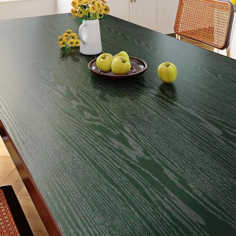 Papier Peint Adhesif Bois Papier Peint Adhésif pour Meuble Effet Bois Vert Rouleau Adhesif Decoratif Meuble Cuisine Armoire Porte Étanche Papiers Autocollant Mural Vert Foncé 40CM×2M (1/5)