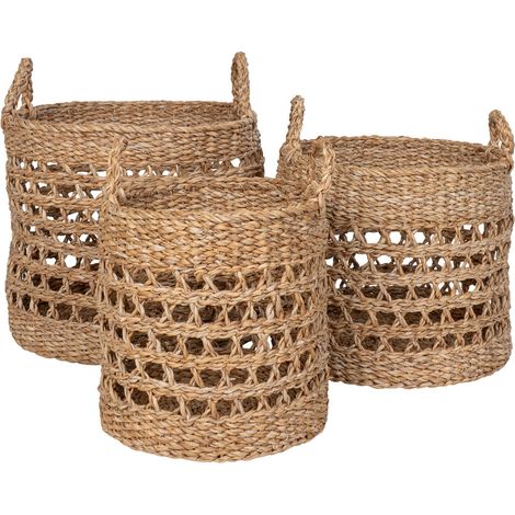 Set 3 Cesti Balok in Erba Marina — Natural e Nero