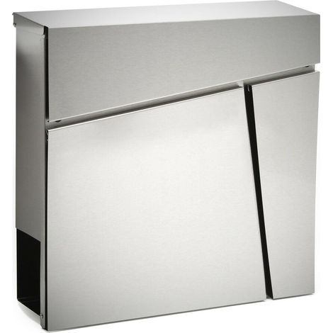Boite aux lettres design compartiment journaux poste acier inoxydable argenté