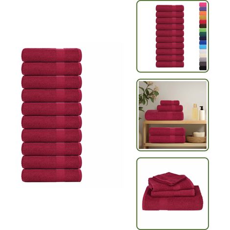 The Living Store Duschtücher FROGN 10 Stk. Bordeaux 70x140 cm 360 g/qm - Badetücher (1/5)