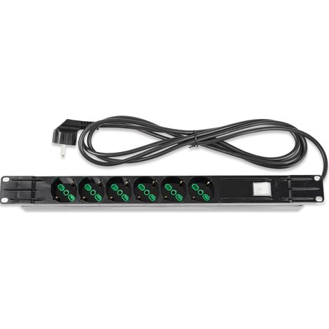 Multipresa 6 Posti da Rack 19 Spina Schuko Angolata Cavo 3m Grigio (1/3)