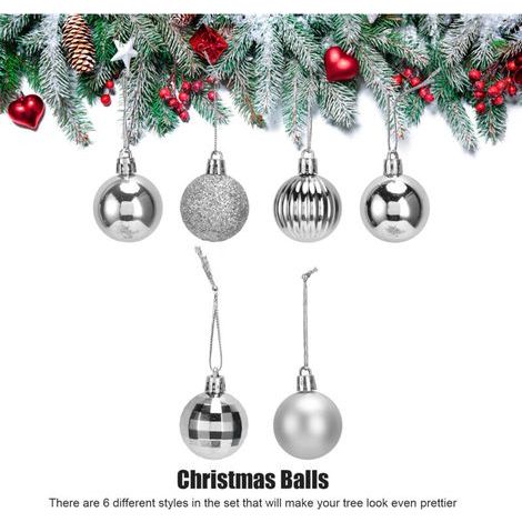 Weihnachtsbaumschmuck, wiederverwendbare Dekorationen für Feste und Feiertage (Silber) (1/5)
