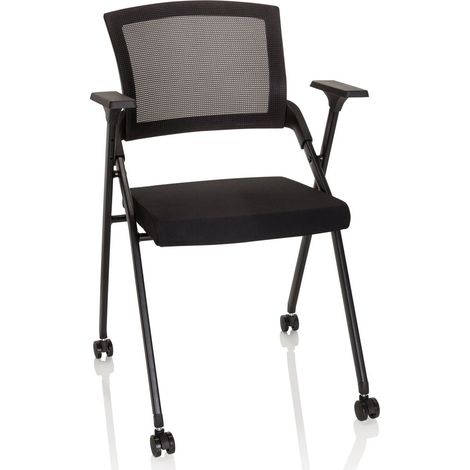 Besucherstuhl / Klappstuhl PRIORITY II Netzstoff / Stoff schwarz hjh OFFICE (1/5)