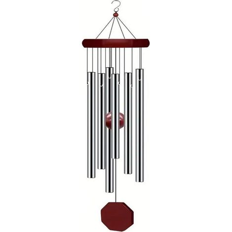 Windspiel 70cm Aluminiumlegierung mit 6 Rohren und Holz-Design für Garten & Balkon