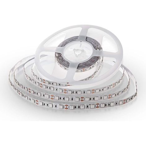 Bande LED d'intérieur 11 W – 5 mètres de long – SMD 5050 haute luminosité – Lumière blanche naturelle 4000 K – Bandes LED adhésives pour maison, cuisine, chambre, ambiances – 12 volts (1/5)