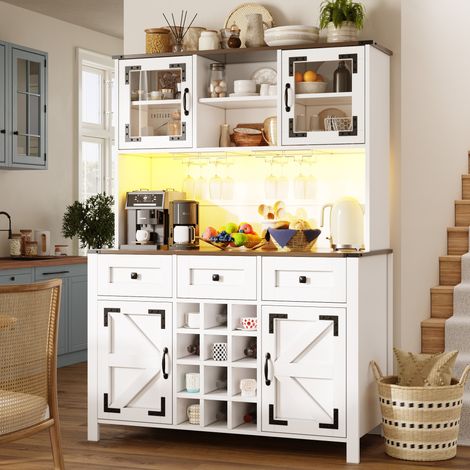 Aparador mueble cocina con LED y enchufes 120 cm OKMYHOME (1/5)