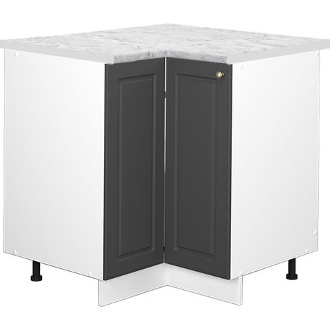 Eckunterschrank Fame-Line, Anthrazit-Gold, 80.5 cm, AP Marmor, Vicco