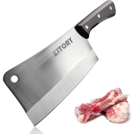 Feuille de Boucher 18 cm, Couperet de Cuisine Forgé, Acier Inoxydable Haute Carbone 7Cr17MoV, Full Tang, Poignée Bois de Wengé Ergonomique, pour Viande et Os (1/5)