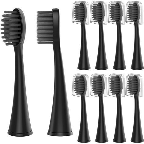 Lot de 10 têtes de brosse à dents de rechange compatibles avec la brosse à dents électrique Burst, noires (1/5)