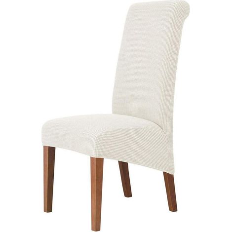 Stuhlbezug XL Stretchhusse für Esszimmerstühle, 6 Stück, Milchweiß (1/5)