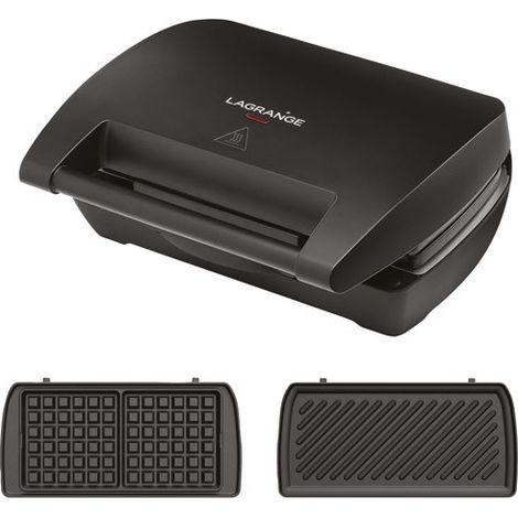 Gaufrier multifonction 900W – Plaques amovibles antiadhésives – 2 gaufres 110x110mm et panini 250x100mm – Compact et facile à ranger – Lagrange (1/5)