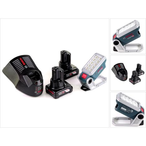 Lampada a batteria Bosch GLI 12V-330 DeciLED + 2 batterie da 6,0 Ah + caricabatterie