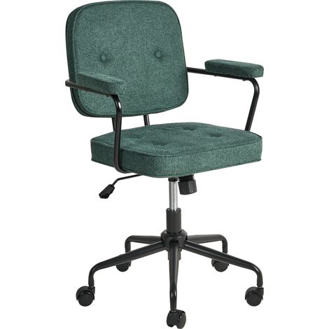 Silla de oficina de tela patas negras giratorio altura ajustable verde oscuro Pawnee
