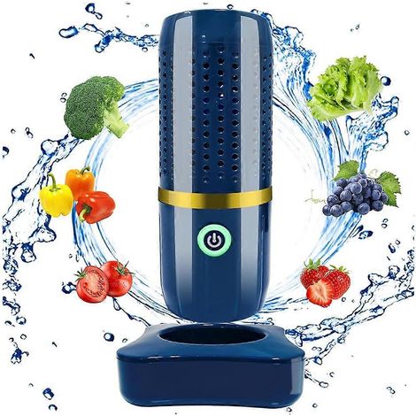Obst- und Gemüsewaschmaschine, wiederaufladbares Reinigungsgerät für Obst und Gemüse, tragbarer Mini-Lebensmittelreiniger, blau (1/5)