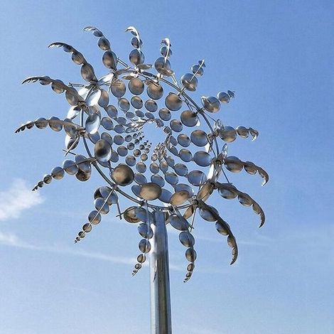 Gartenwindmühle aus Edelstahl, 3D-Windspiel für die Außendekoration (1/5)