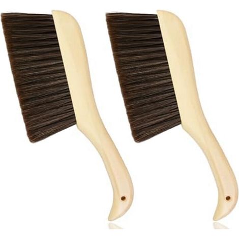 Brosse à PoussièRe à Balai à Main avec Manche en Bois AdaptéE pour Comptoir, Lit, Canapé, Voiture, CheminéE, VêTements, Nettoyage MéNager