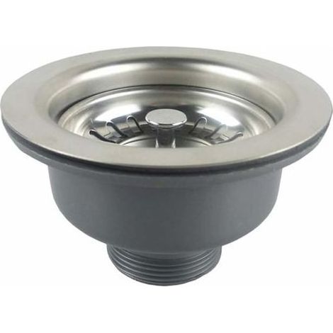 Bonde d'évier sans trop plein panier inox ø 110 mm 1½, Acier inoxydable + ABS, Bonde + Panier (1/5)