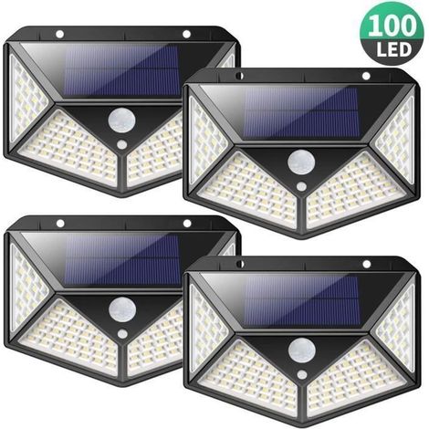 iPosible Solarleuchten für den Außenbereich - Set mit 4 Stück, Hochleistungsversion, 100 LED 2200mAh, wasserdicht 270° - Gartenleuch