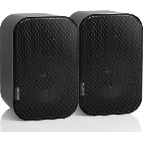 Artsound UNI20, Set aus 2 passiven Lautsprechern, 2-Wege HiFi-Lautsprecher, 10-40 Watt, Wandhalterung mit Kugelgelenk, geeignet für Räume bis zu 20 m² wie Flur, Küche, Toilette, Farbe: schwarz