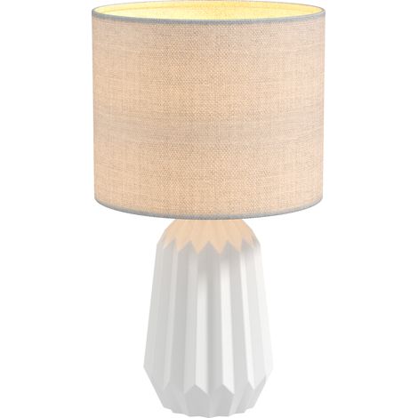 Lampe de table abat-jour lin blanc interrupteur à bascule 22 x 22 x 39 cm