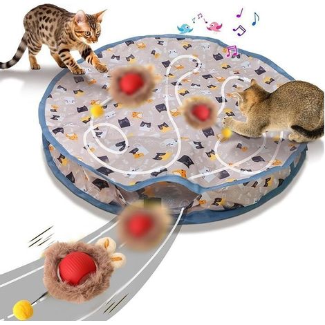 Interaktives Katzenspielzeug für ausgewachsene Wohnungskatzen, automatisches elektronisches Kätzchenspielzeug, USB-Aufladung, Versteckspiel mit Mausfangfunktion, Weihnachtsgeschenk (Braun) (Ein Ball)