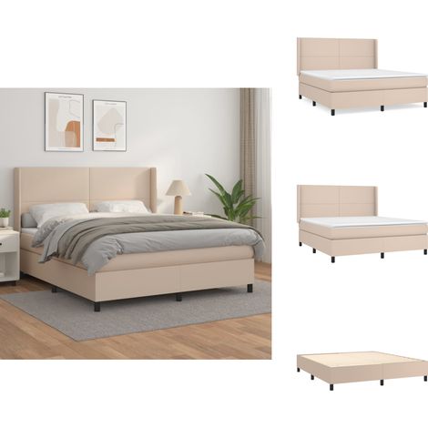 Sommier à lattes de lit avec matelas Cappuccino 180x200 cm - Lit Plateforme - Lit Double - Matelas À Ressorts Ensachés - Literie - Chambre À Coucher (1/5)