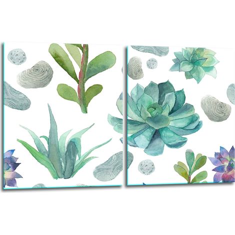 2 plaques de protection en verre pour cuisinière 40x52 fleurs (1/5)