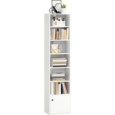 Bibliothèque, blanc, 40 x 30 x 180 cm, étagères de rangement, pour salon bureau, rangement livres, organisation maison (1/5)