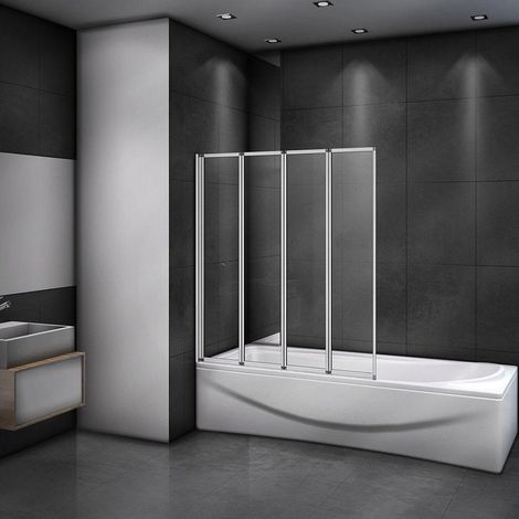 Mamparas de Bañera Biombo Plegable Cristal 4mm Gris Mate - 4 cristales plegables 90x140cm