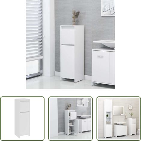 Rangement salle de bain -  Armoire de salle de bain Blanc 30x30x95 cm Bois d'ingénierie (1/5)