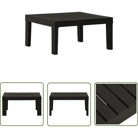 The Living Store Table de salon de jardin Plastique Gris - Table De Jardin - Table D'extérieur - Mobilier De Jardin - Table Ronde - Table En Plastique (1/6)