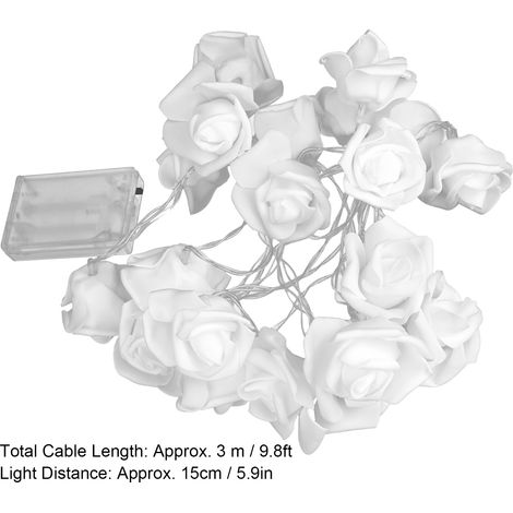 Lot de 2 guirlandes lumineuses à piles de 20 LED en forme de roses artificielles, idéales pour les décorations de Noël et de mariage. (1/5)