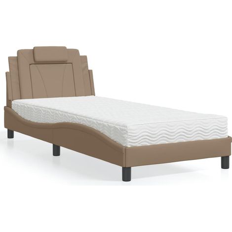 Lit avec matelas-Structure de lit-Lit Adulte cappuccino 90x190 cm similicuir 164807 (1/5)