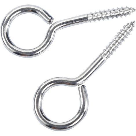 Tornillo de ojo M5 65, acero inoxidable 304, autorroscante, redondo, con anillo de tornillo, cierre, pestillo, hebilla, 10 piezas + 10 tubos de expansión de plástico. (1/5)