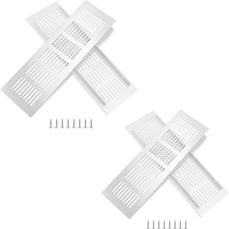 Grille de ventilation en aluminium avec vis pour la ventilation des armoires et des pièces, 25 x 8 cm, argent, 4 pièces
