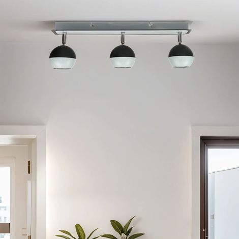 Deckenstrahler verstellbar Schwarz Weiß GU10 3-flammig Kugel Schirm Modern Deckenspot (1/5)