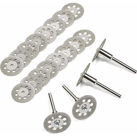 Diamanttrennscheiben, 20 Stück 22 mm Diamant-Minitrennscheiben mit 4 Dornstangen für Rotationsscheiben für Rotationswerkzeuge, Glas- und Edelsteintrennscheiben (1/5)